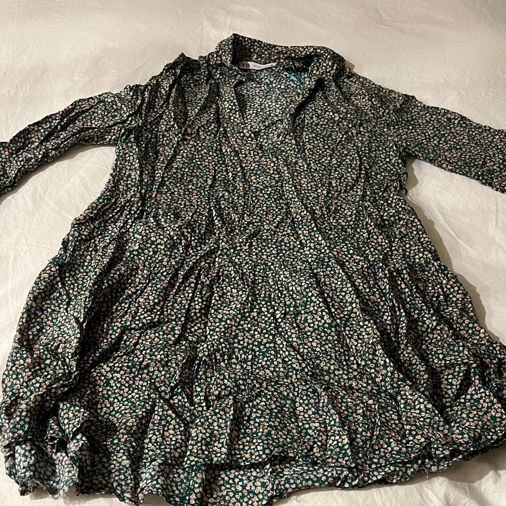 Zara Green Floral Blouse